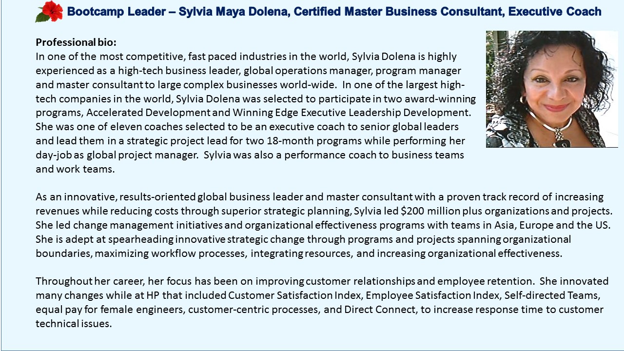 Winning Edge Executive Women's Leadership Sylvia Maya Dolena Consultant Executive Coach Big Island Hawaii Kilauea Volanco